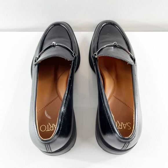 Franco Sarto Eda Leather Classic Slip-On Loafers with Metal Strap Detail Black 9 - Picture 5 of 9